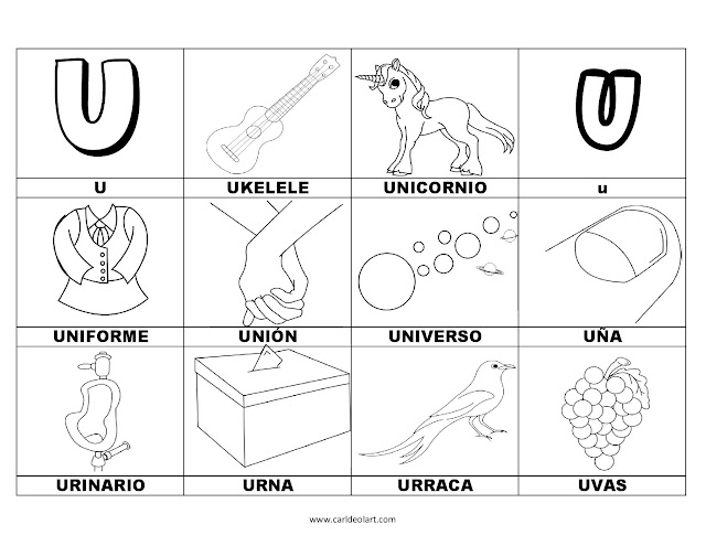 Dibujos para colorear: Palabras con U