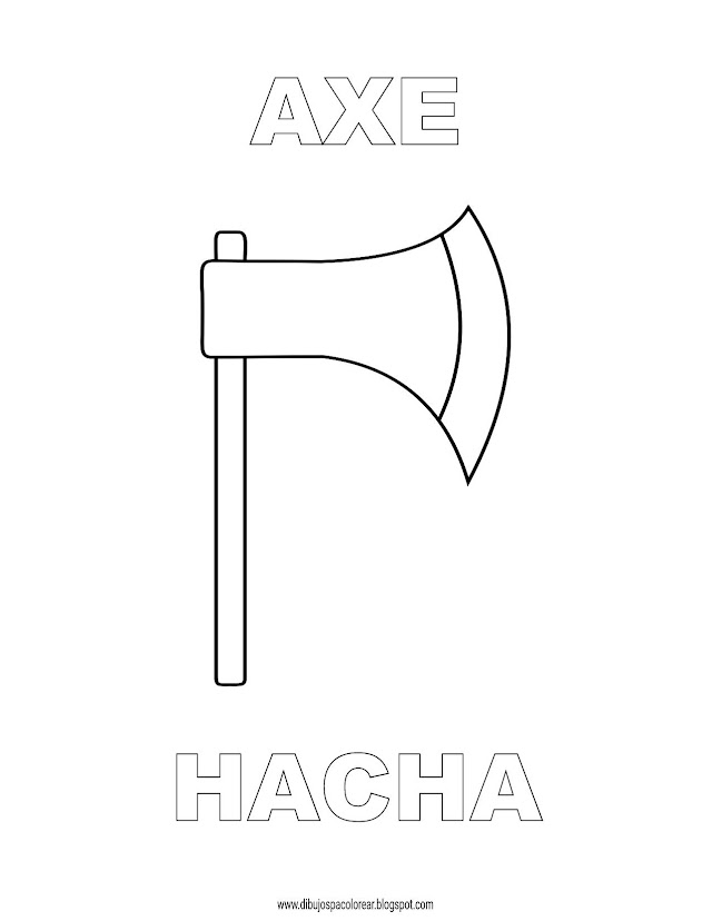 Dibujos Inglés - Español con H: Hacha - Axe