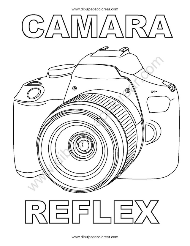 Cámara reflex dibujo para colorear