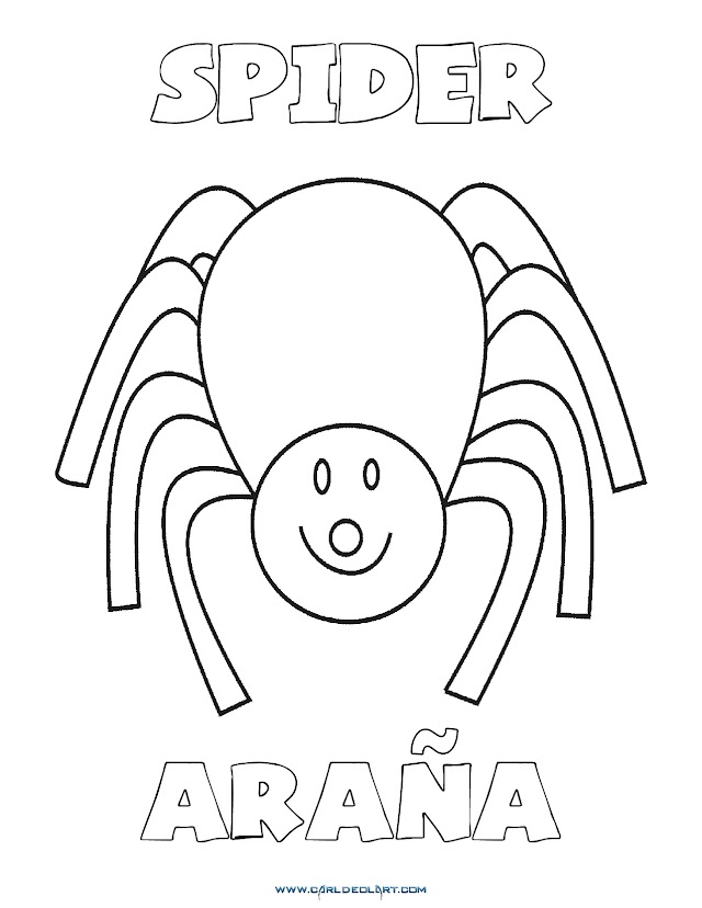 Dibujos Inglés - Español con A: Araña - Spider