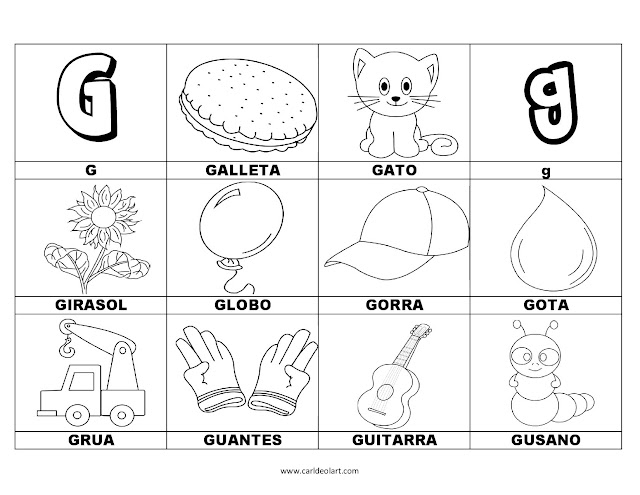 Dibujos para colorear: Palabras con G