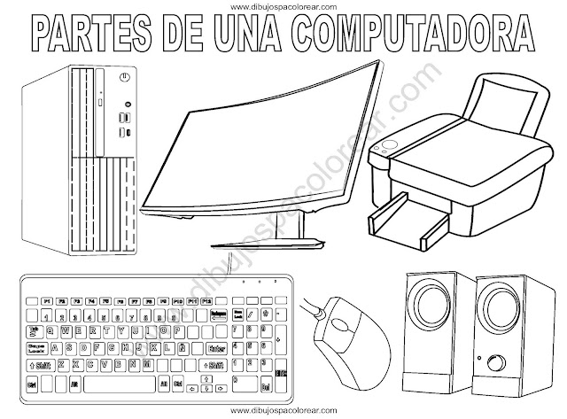 Partes de una computadora dibujos para colorear