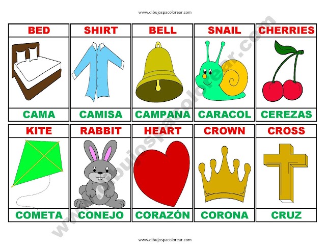 Memorama a color Español - Ingles de la letra C