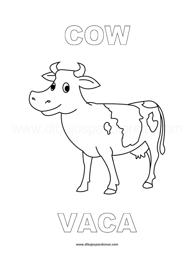 Dibujos Inglés - Español con V: Vaca - Cow