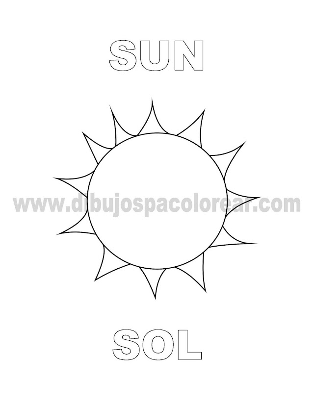 Dibujos Inglés - Español con S: Sol - Sun