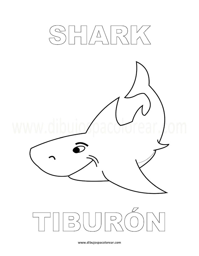 Dibujos Inglés - Español con T: Tiburón - Shark