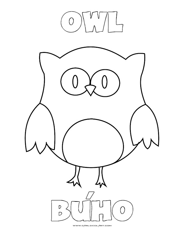Dibujos Inglés - Español con B: Búho - Owl
