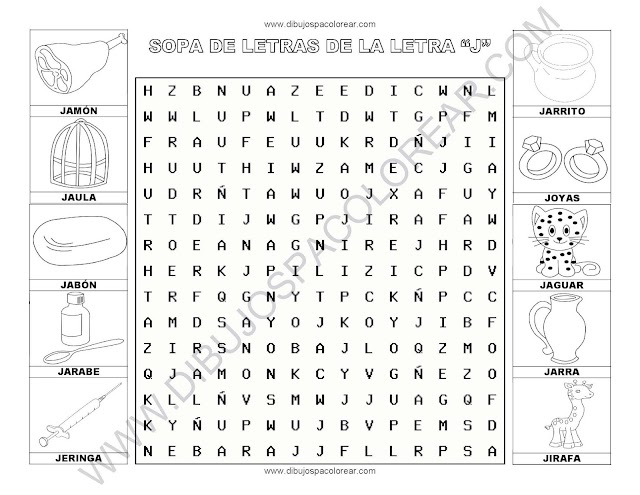 Sopa de letras de la letra J