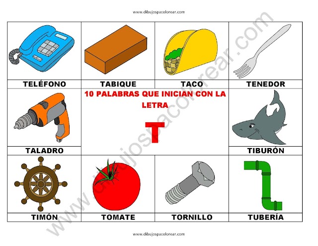 10 palabras u objetos que inician con la letra T