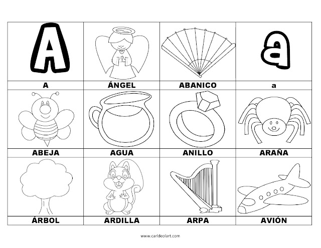 Dibujos para colorear: Palabras con A