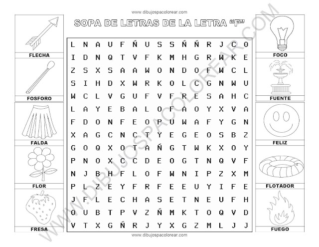 Sopa de letras de la letra F