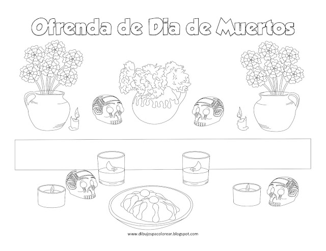 Ofrenda de día de muertos para colorear