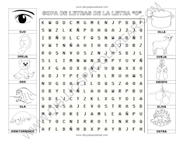 Sopa de letras de la letra O