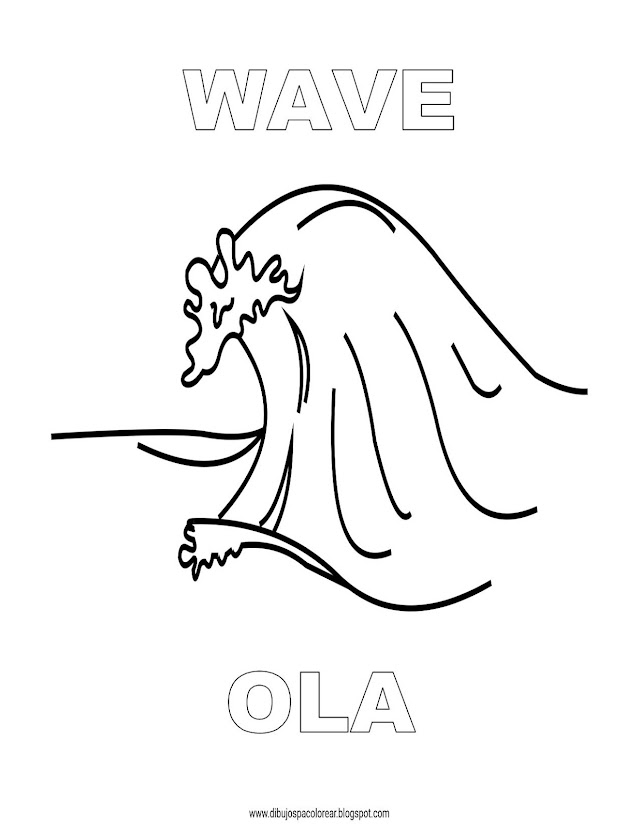 Dibujos Inglés - Español con O: Ola - Wave