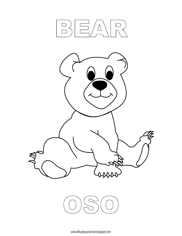 Dibujos Inglés - Español con O: Oso - Bear