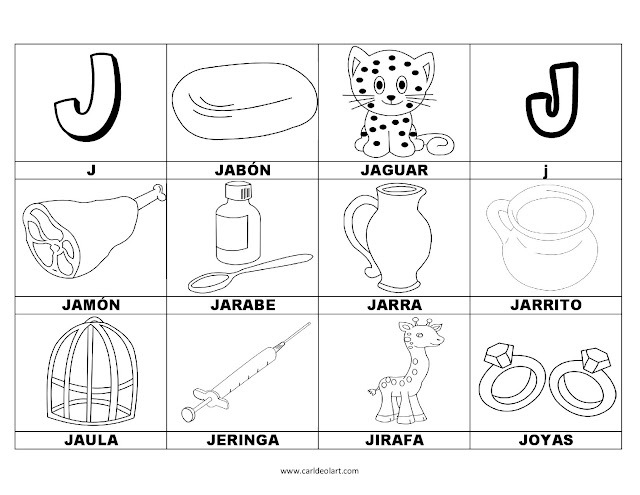 Dibujos para colorear: Palabras con J