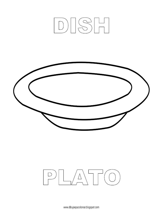 Dibujos Inglés - Español con P: Dish - Plato