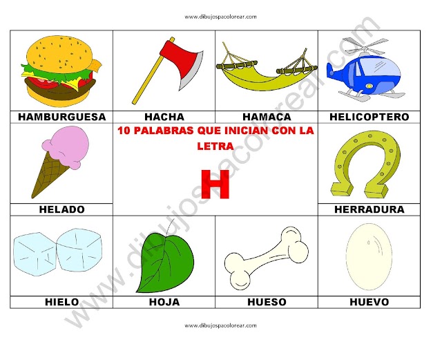 10 palabras u objetos que inician con la letra H
