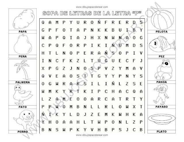 Sopa de letras de la letra P