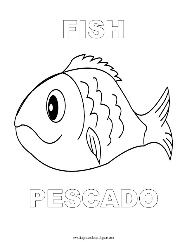 Dibujos Inglés - Español con P: Fish - Pescado