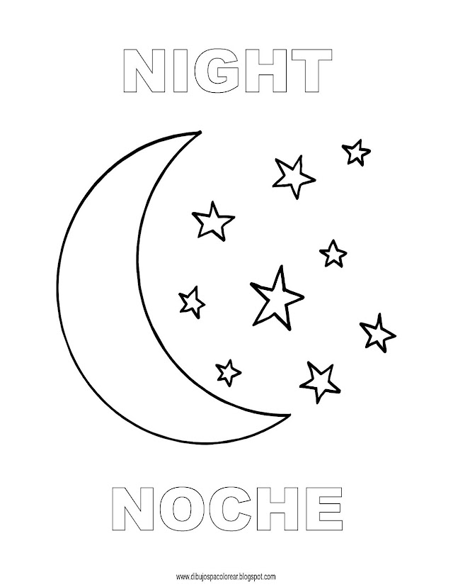 Dibujos Inglés - Español con N: Noche - Night