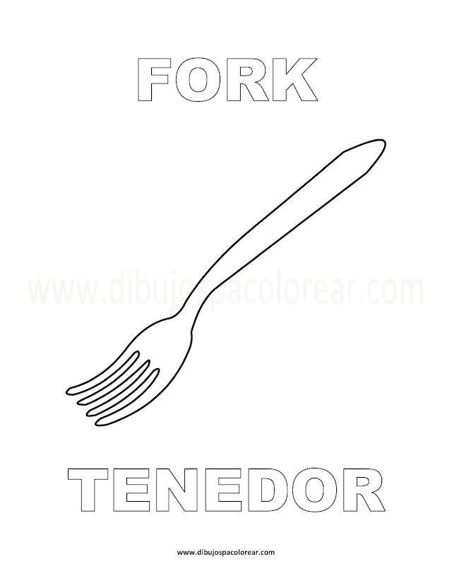 Dibujos Inglés - Español con T: Tenedor - Fork