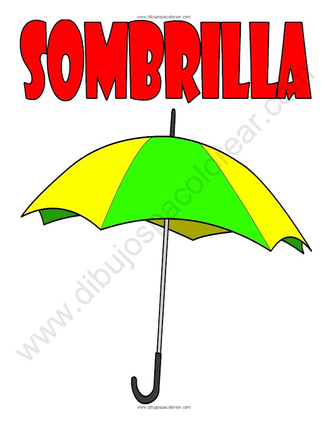 Sombrilla dibujo a color y para colorear