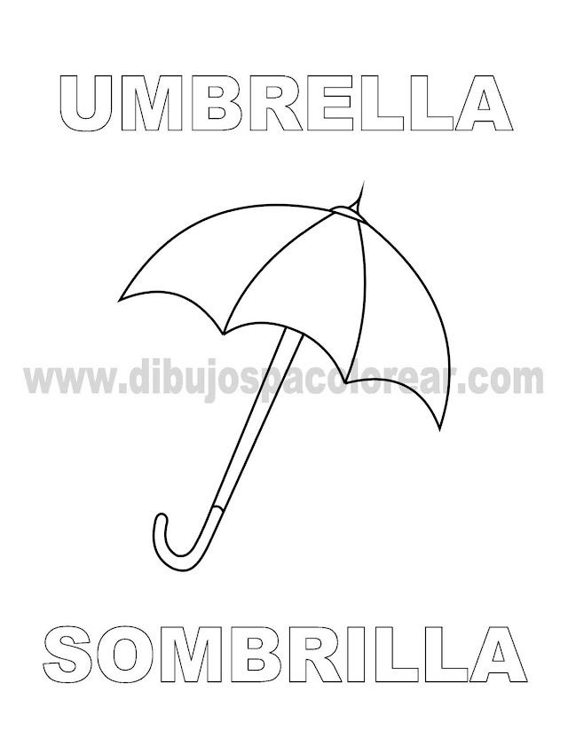  Dibujos Inglés - Español con S: Sombrilla - Umbrella