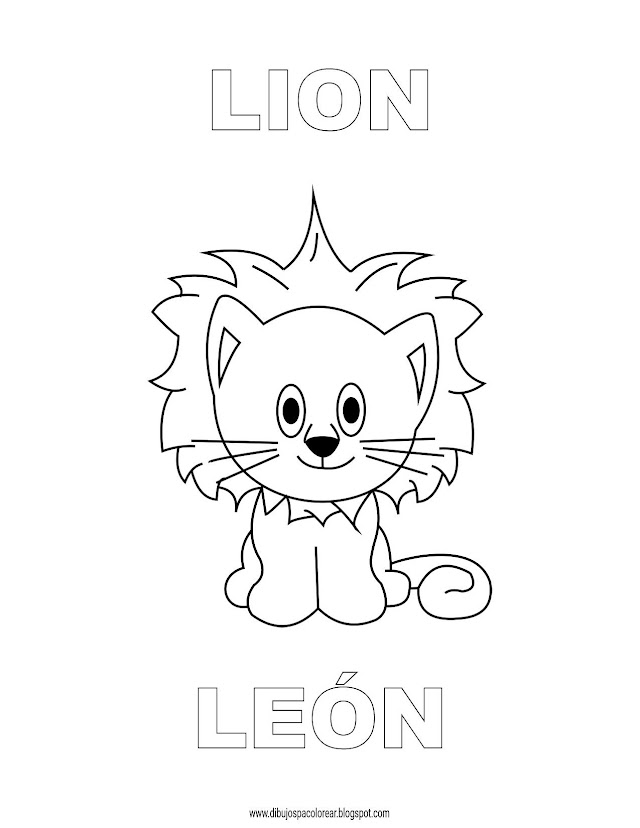 Dibujos Inglés - Español con L: León - Lion