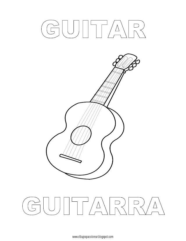 Dibujos Inglés - Español con G: Guitarra - Guitar