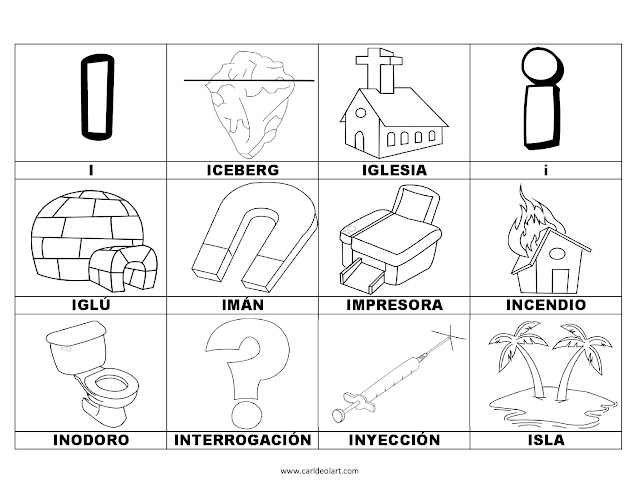 Dibujos para colorear: Palabras con I