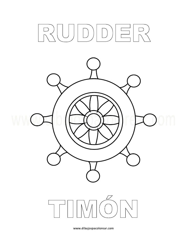 Dibujos Inglés - Español con T: Timón - Rudder