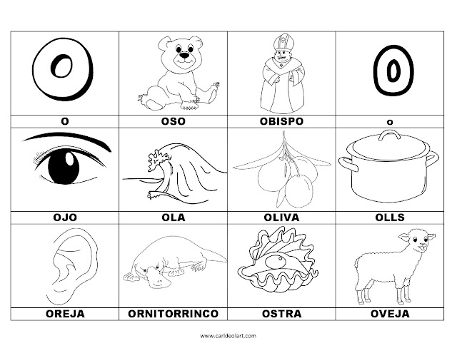Dibujos para colorear: Palabras con O