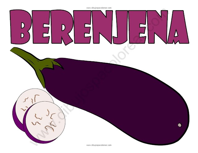 Berenjena dibujo a color y para colorear