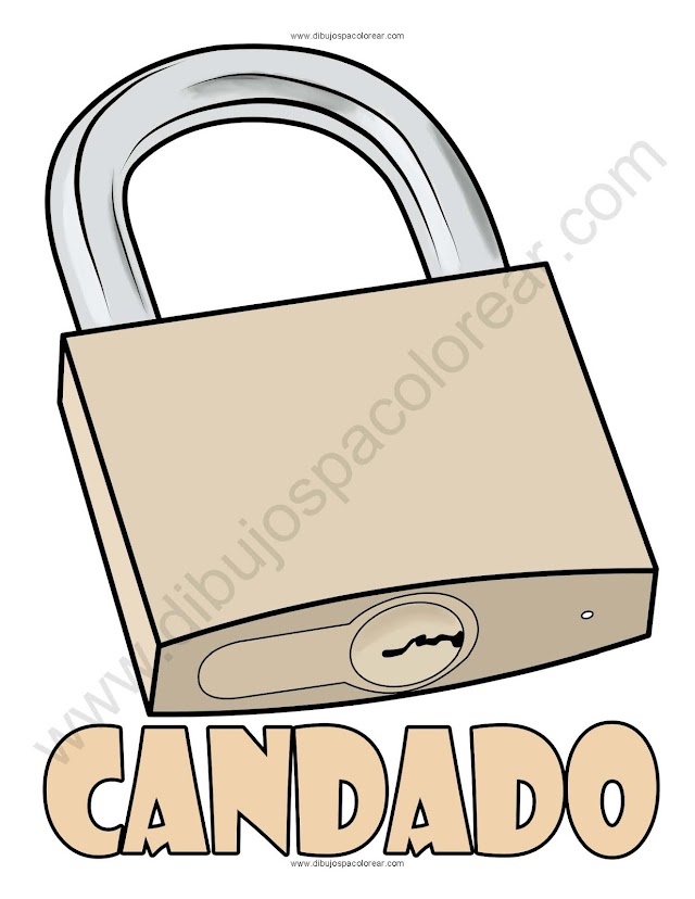 Candado dibujo a color y para colorear