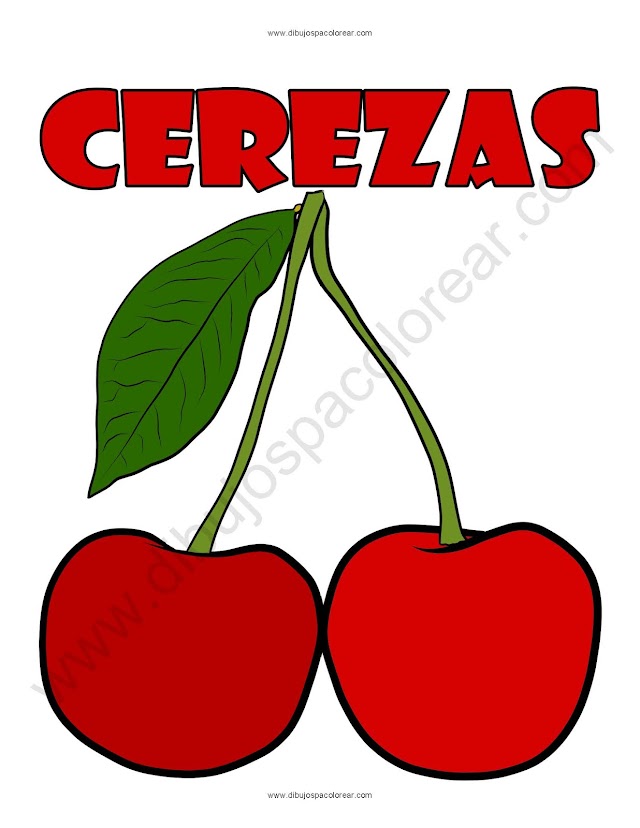 Cerezas dibujo a color y para colorear