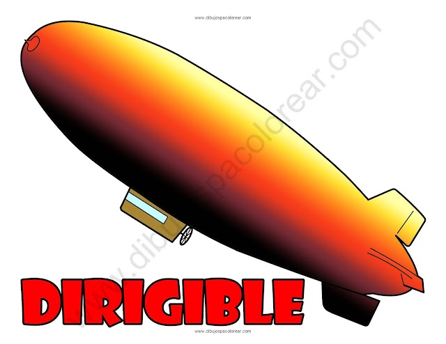 Dirigible dibujo a color y para colorear