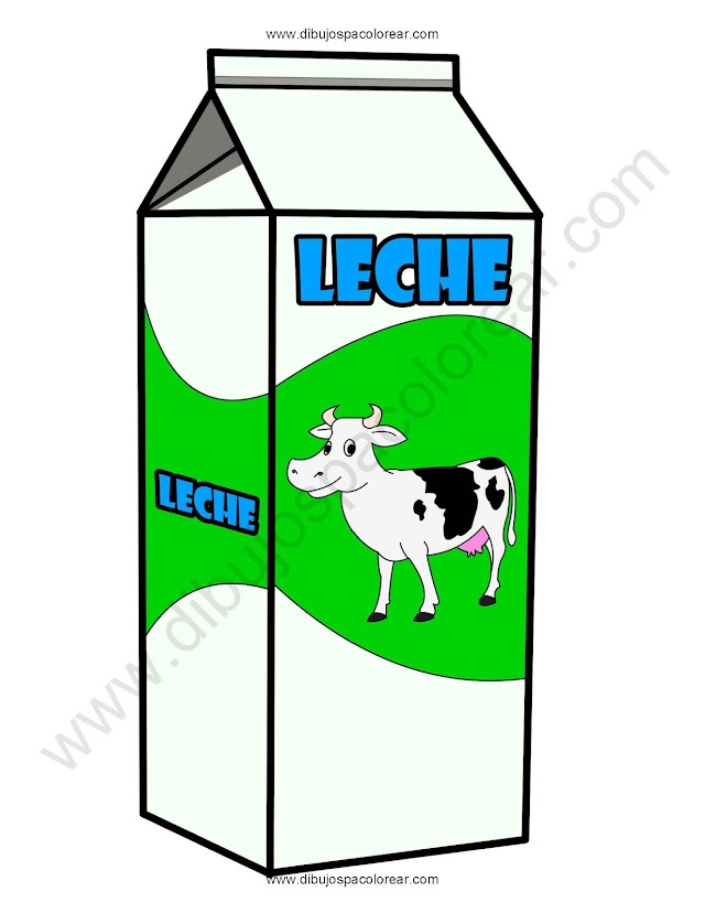 dibujo envase Tetrapak de leche a color o para colorear