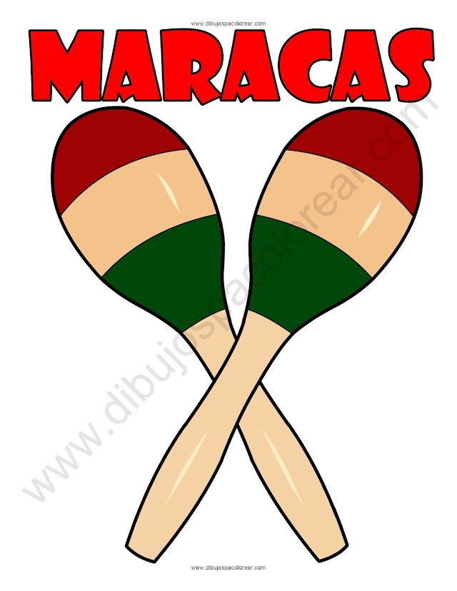 Maracas dibujo a color y para colorear