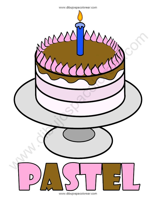 pastel de cumpleaños dibujo a color o para colorear