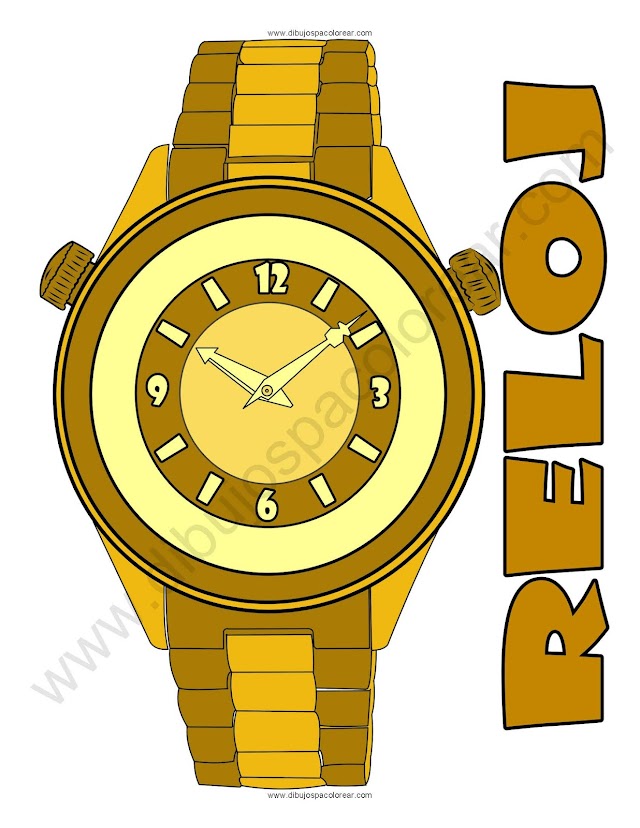 Reloj dibujo a color y para colorear