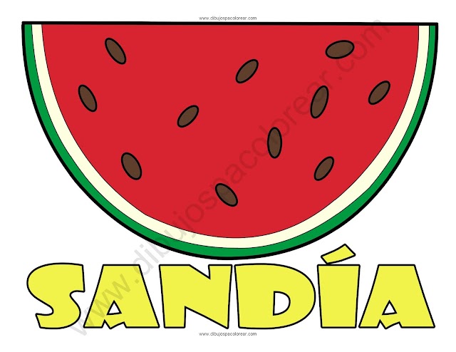 rebanada de sandía dibujo a color o para colorear