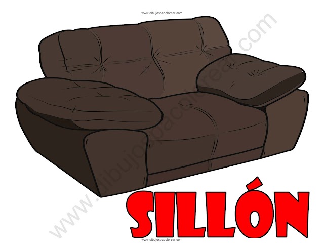 Sillón dibujo a color y para colorear