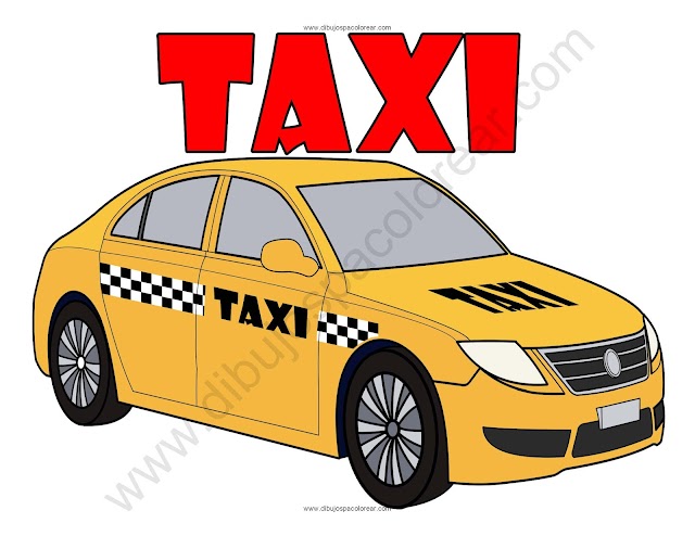 Taxi dibujo a color y para colorear