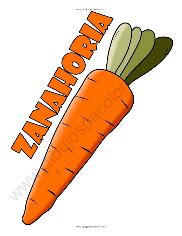 Zanahoria dibujo a color y para colorear