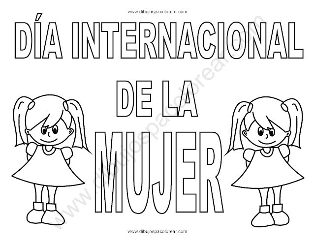 Dibujo para colorear del día internacional de la mujer 8 de marzo