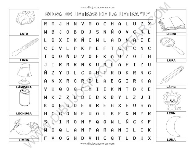 Sopa de letras de la letra L