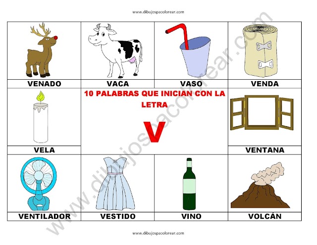 10 palabras u objetos que inician con la letra V