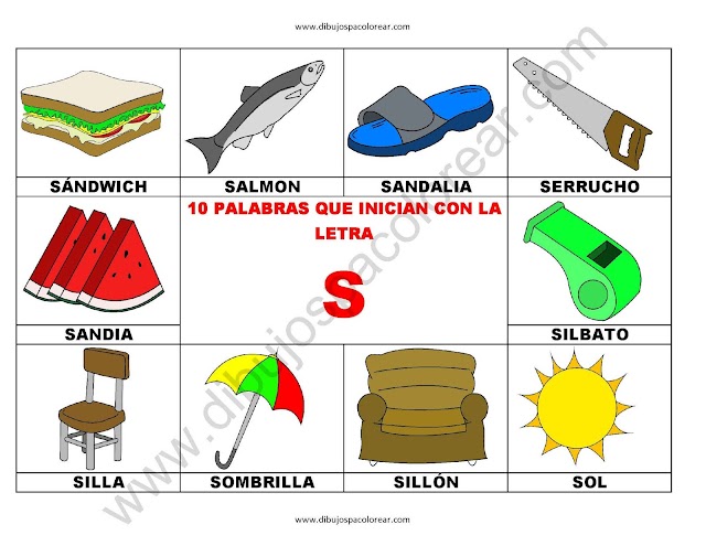 10 palabras u objetos que inician con la letra S