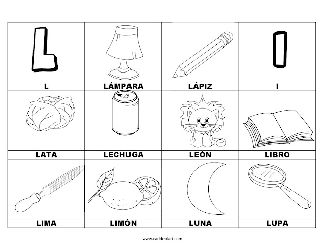 Dibujos para colorear: Palabras con L